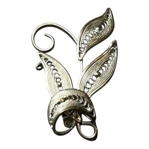 Western Germany signed Vintage Silver Leaf Brooch